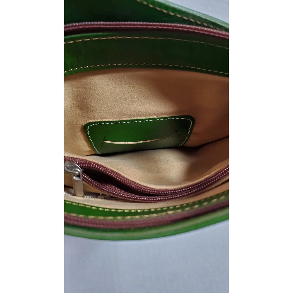 Florence Made In Italy Green Leather Convertible Backpack Shoulder Bag new - Picture 7 of 16